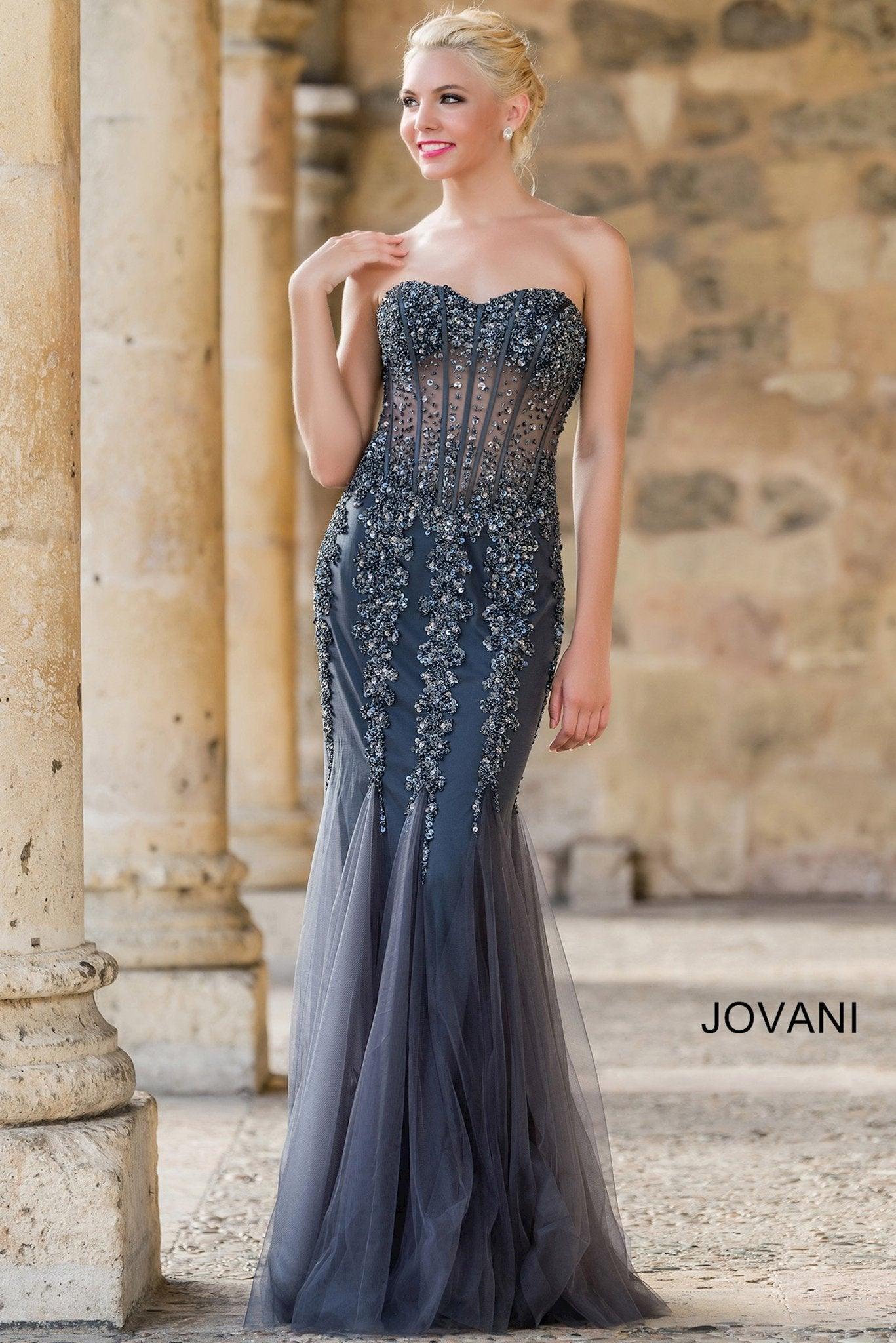 Style 22314 Jovani Size 10 Pageant Sequined Gold Mermaid Dress on Queenly